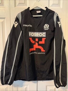 SCOTLAND rugby MACRON pullover training sweatshirt jacket top shirt Sz XL